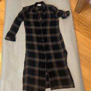 Bella Dahl- Black and Brown Checkered Long Sleeve Dress